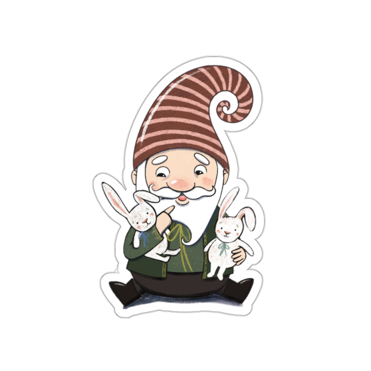 The Imposter - gnome with bunnies - Kiss-Cut Stickers