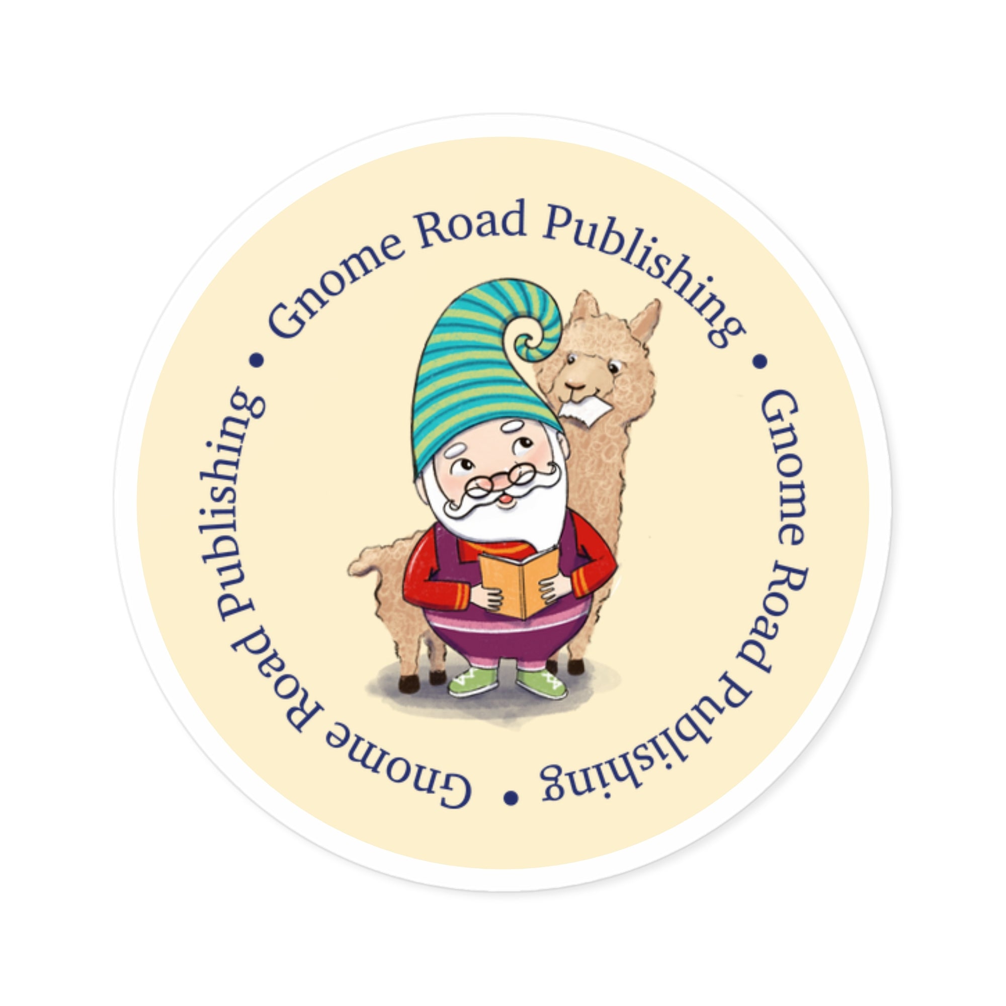 Alpaca Gnome - Gnome Road Publishing - Round Stickers, Indoor\Outdoor