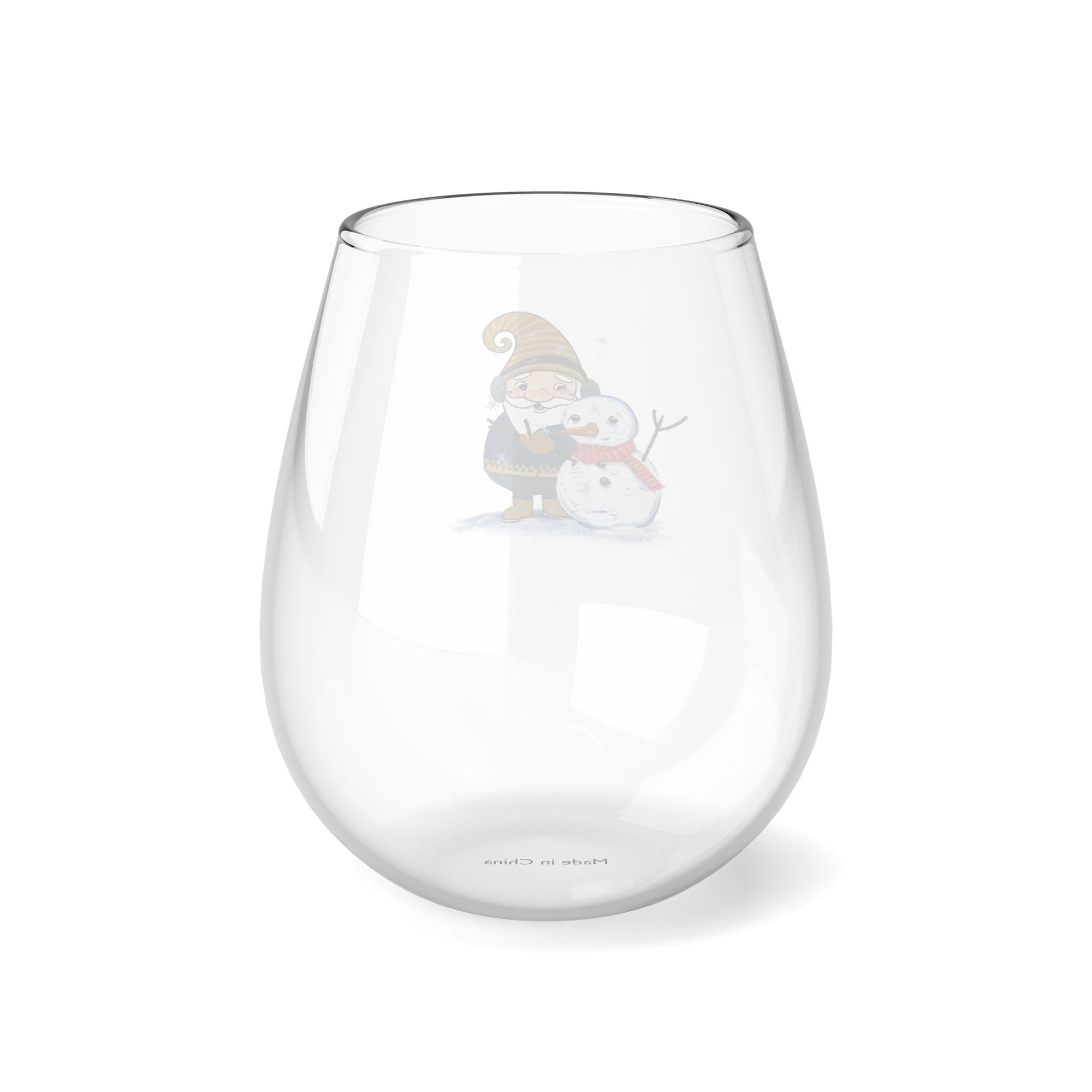 Timbers with Snowman - Stemless Wine Glass, 11.75oz