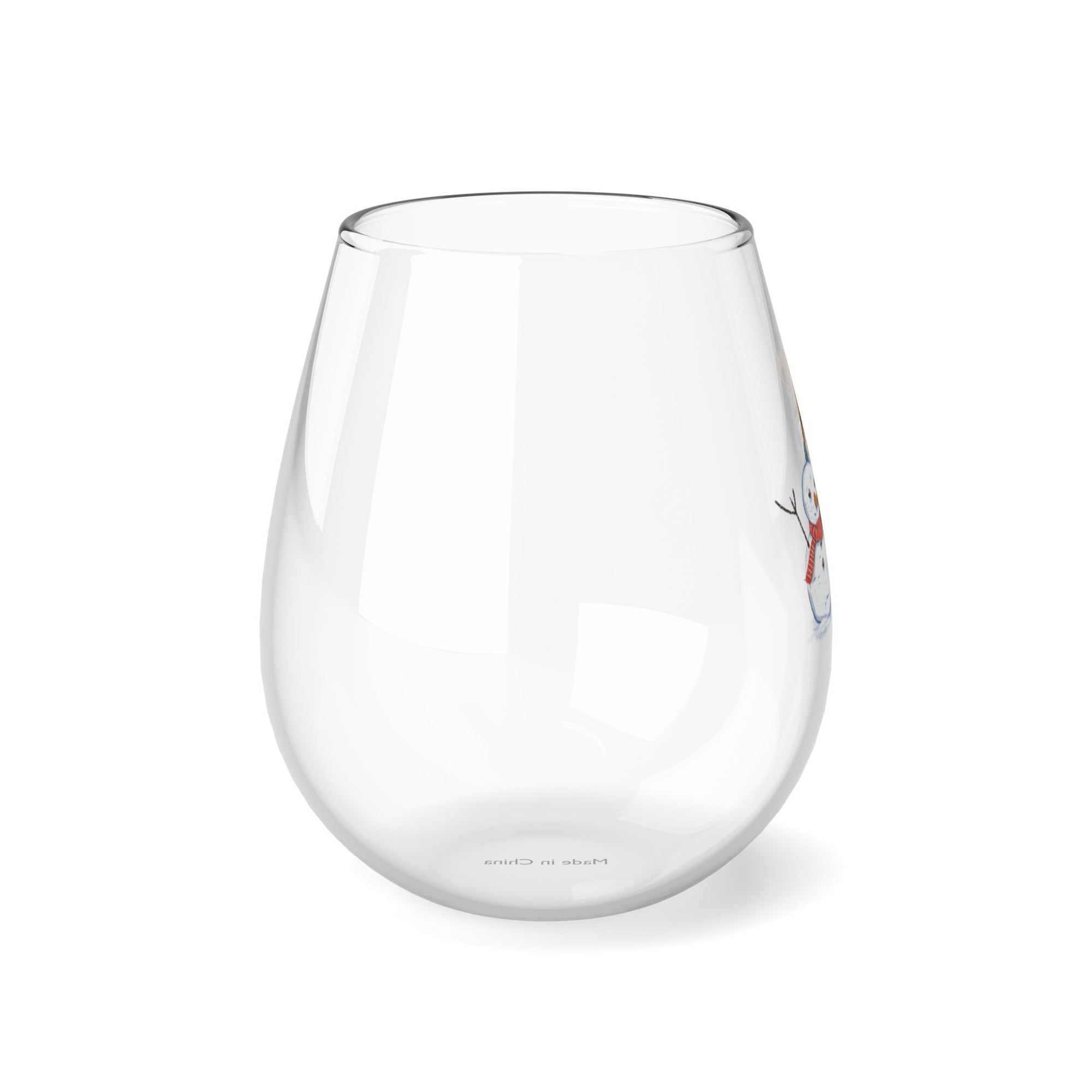 Timbers with Snowman - Stemless Wine Glass, 11.75oz