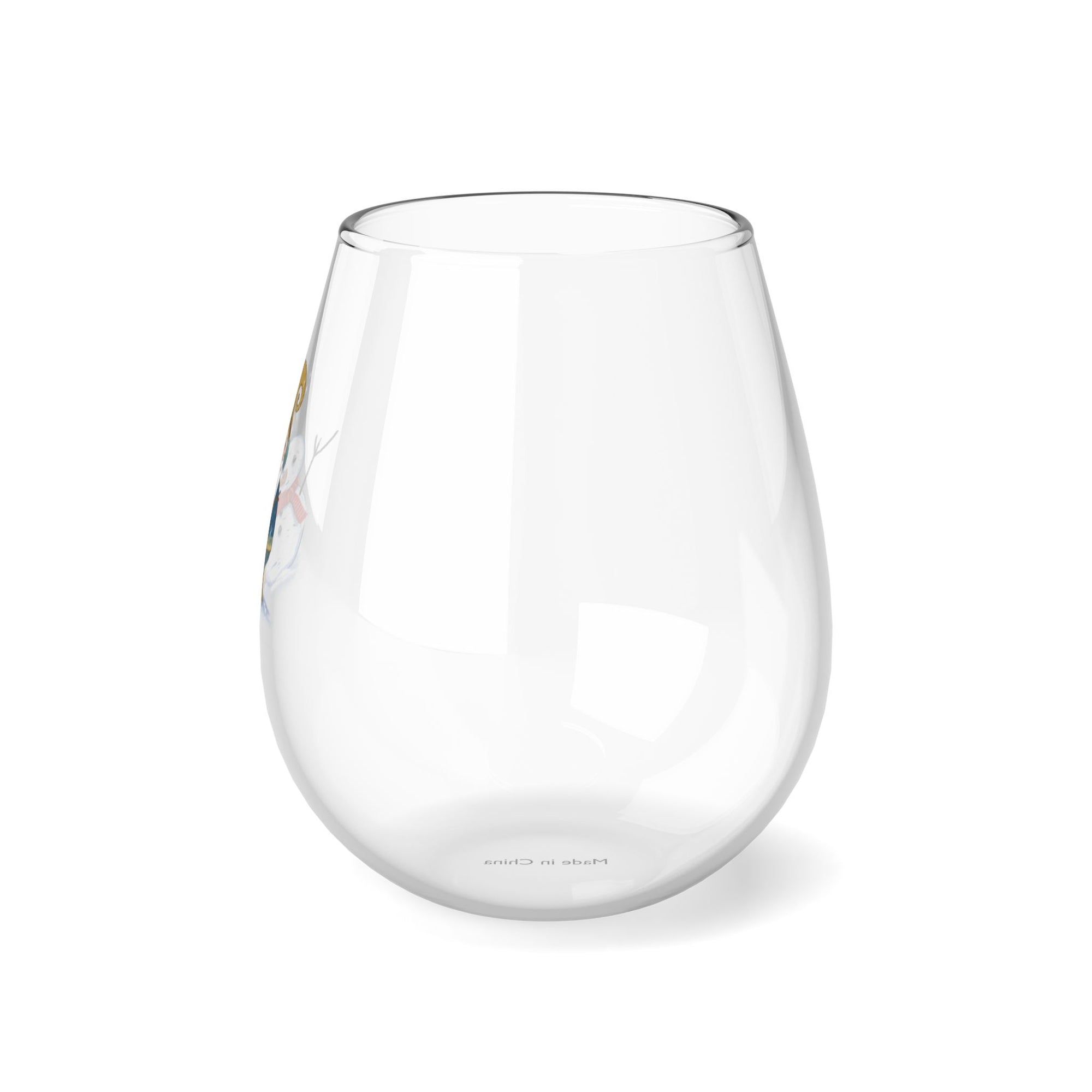 Timbers with Snowman - Stemless Wine Glass, 11.75oz